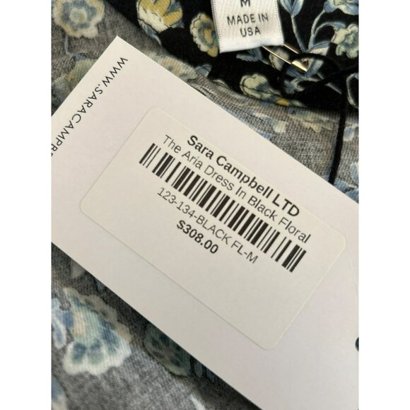 NWT Sara Campbell Black Floral Aria Dress Medium Cottagecore Loose Fit Prairie - Picture 6 of 7